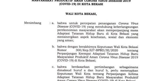Pemkot Bekasi Umumkan Tentang Perpanjangan ATHB 