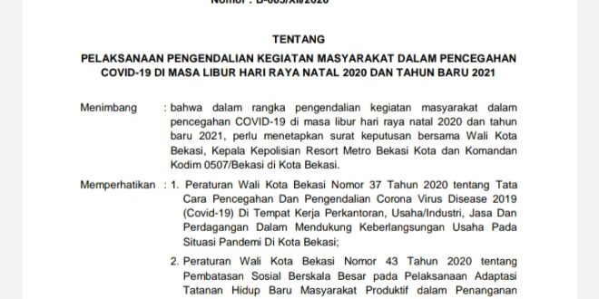 Intruksi Pelaksanaan Pengendalian Kegiatan Masyarakat dalam Pencegahan Covid-19