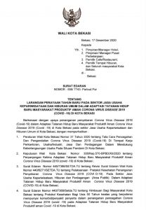 Pemkot Bekasi Keluarkan Surat Edaran Tentang Larangan Perayaaan Tahun Baru