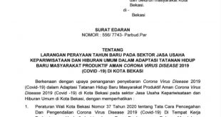Pemkot Bekasi Keluarkan Surat Edaran Tentang Larangan Perayaaan Tahun Baru