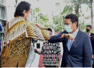 Menparekraf Sandiaga Uno saat Kunjungan ke Kantor Kadin di Jakarta, Selasa (29/12/20)